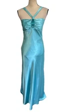 Jessica McClintock For Gunne Sax Blue Formal Prom Gown Dress Rhinestones Size 5
