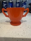 Anchor Hocking Rainbow Tangerine Orange Sugar Bowl Mid Century Depression Glass