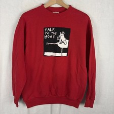 Vintage 1999 Talk to the Hoof Horse Crewneck Pullover Sweatshirt Red Medium