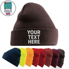 Personalised Embroidered Cuffed Knitted Beanie Men Women Junior turn Up Hat