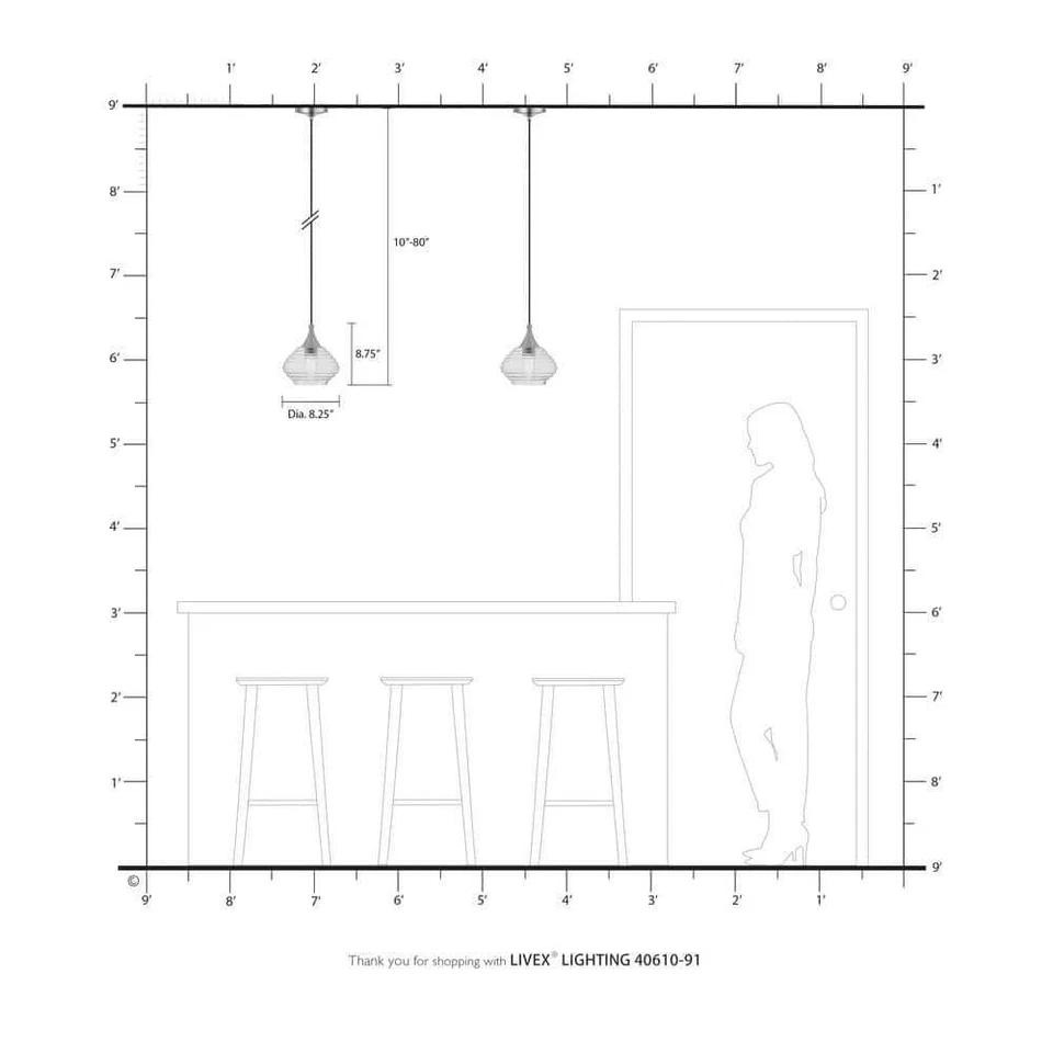 Mini colgante Livex Lighting Island de vidrio 8,25" 1 luz enchufable níquel cepillado Foto 4 de 4