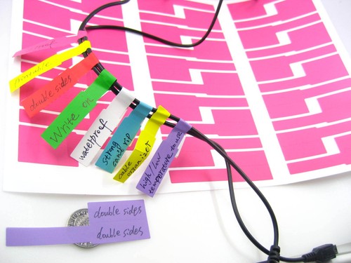 waterproof double sided pink printable write on cable sticker cable marker tie - 第 1/4 張圖片