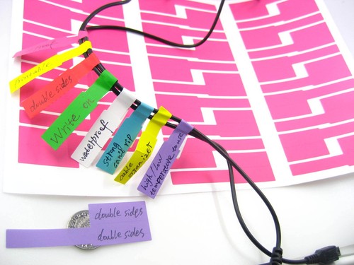 waterproof double sided pink printable write on cable sticker cable marker tie - Picture 1 of 4