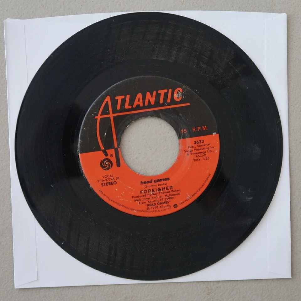 FOREIGNER HEAD GAMES/DO WHAT YOU LIKE VINYL 45 ATLANTIC VG 16-39 - Image 2 of 2