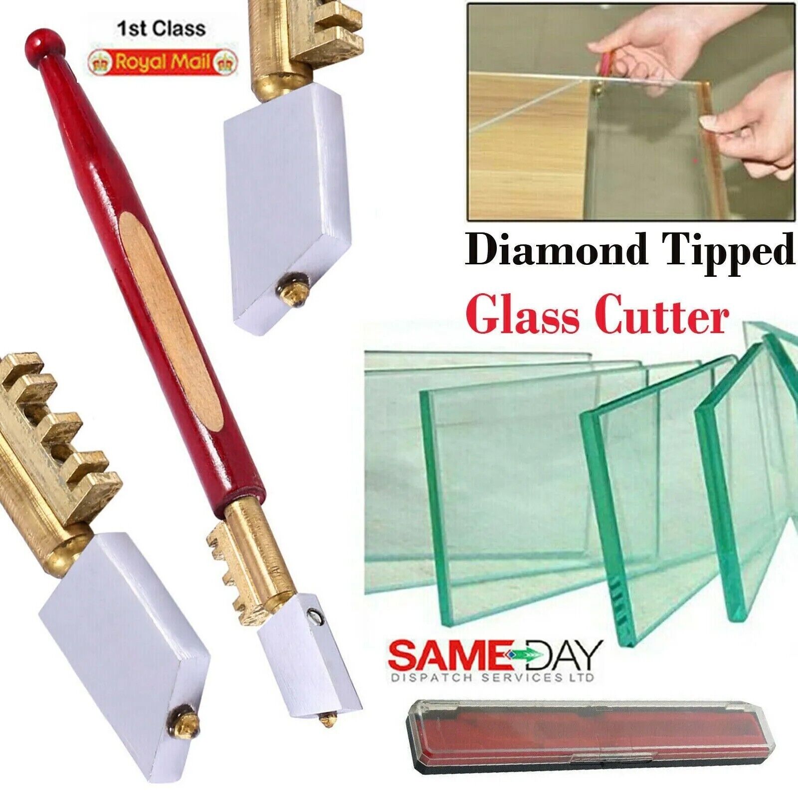 Glass Cutter Tool Mirror Diamond Tipped Cutting Professional Score/Slice/Cut New