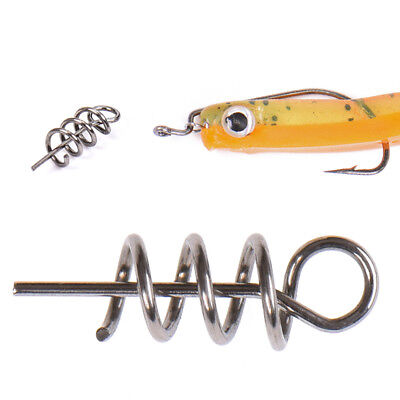 50pcs Soft Worm Lure Baits Hook Pin Spring Fixed Lock Fishing Screw Needle