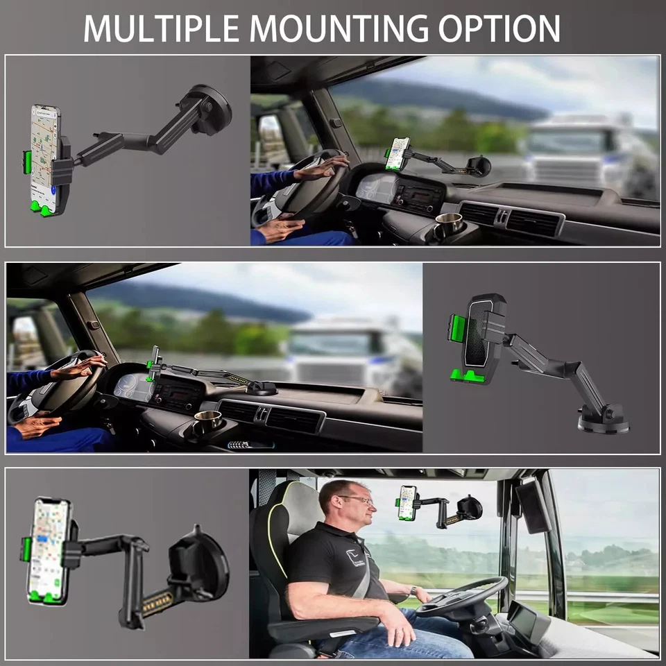 Truck Car Phone Holder Mount Heavy Duty for Dashboard Windshield Long Anti-Shake - Image 2 of 4