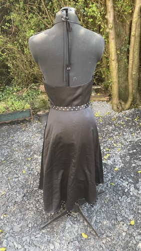 Morgan & Co Black Satin 50's Style Halterneck Dress US 5/6 UK 8/10 - Picture 3 of 5
