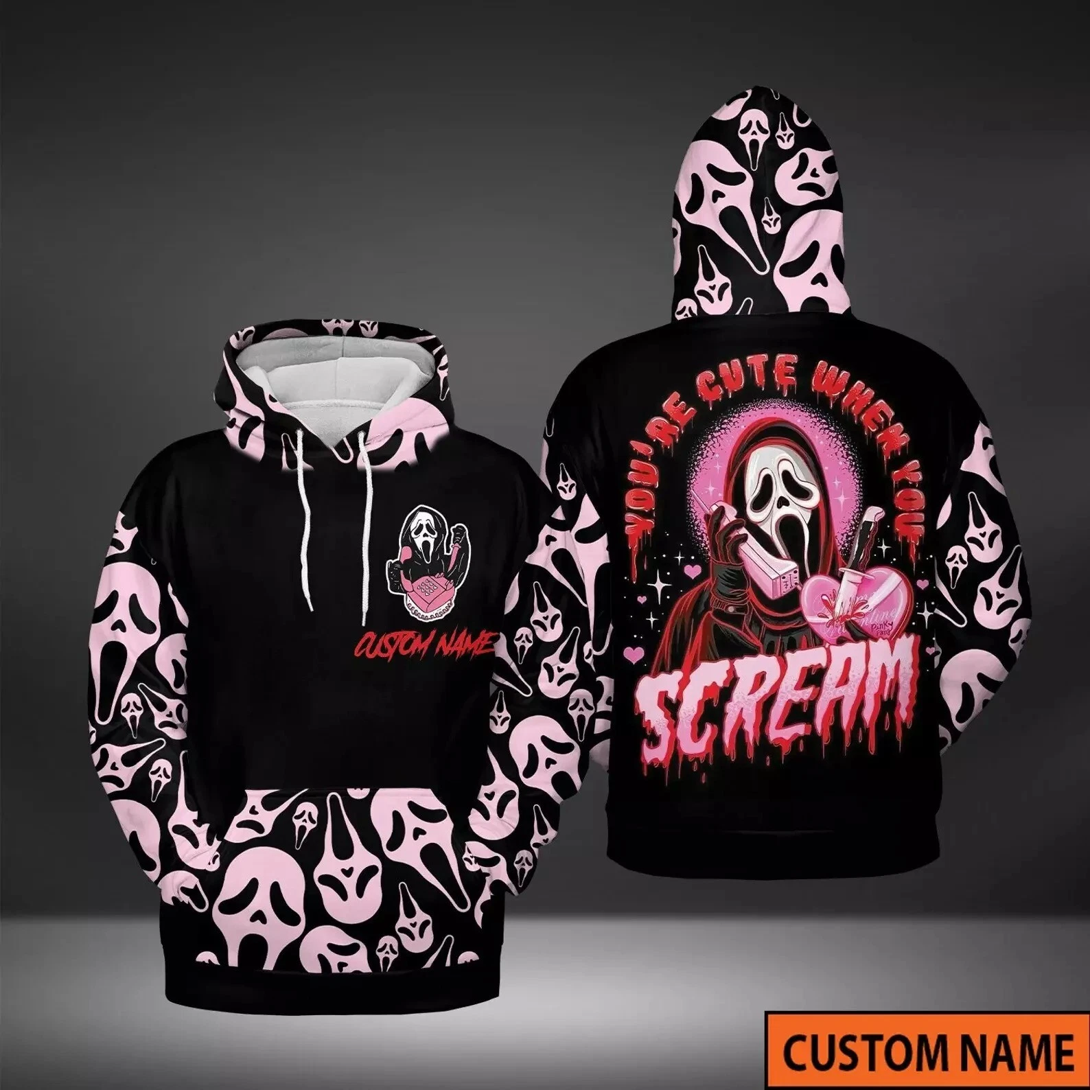 Personalized Horror Ghostface Youre Cute When You Scream 3D HOODIE