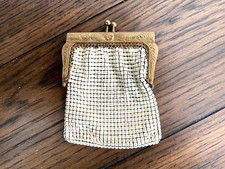 Vintage Mesh Coin Purse , Gold tone frame, Rhinestone Closure