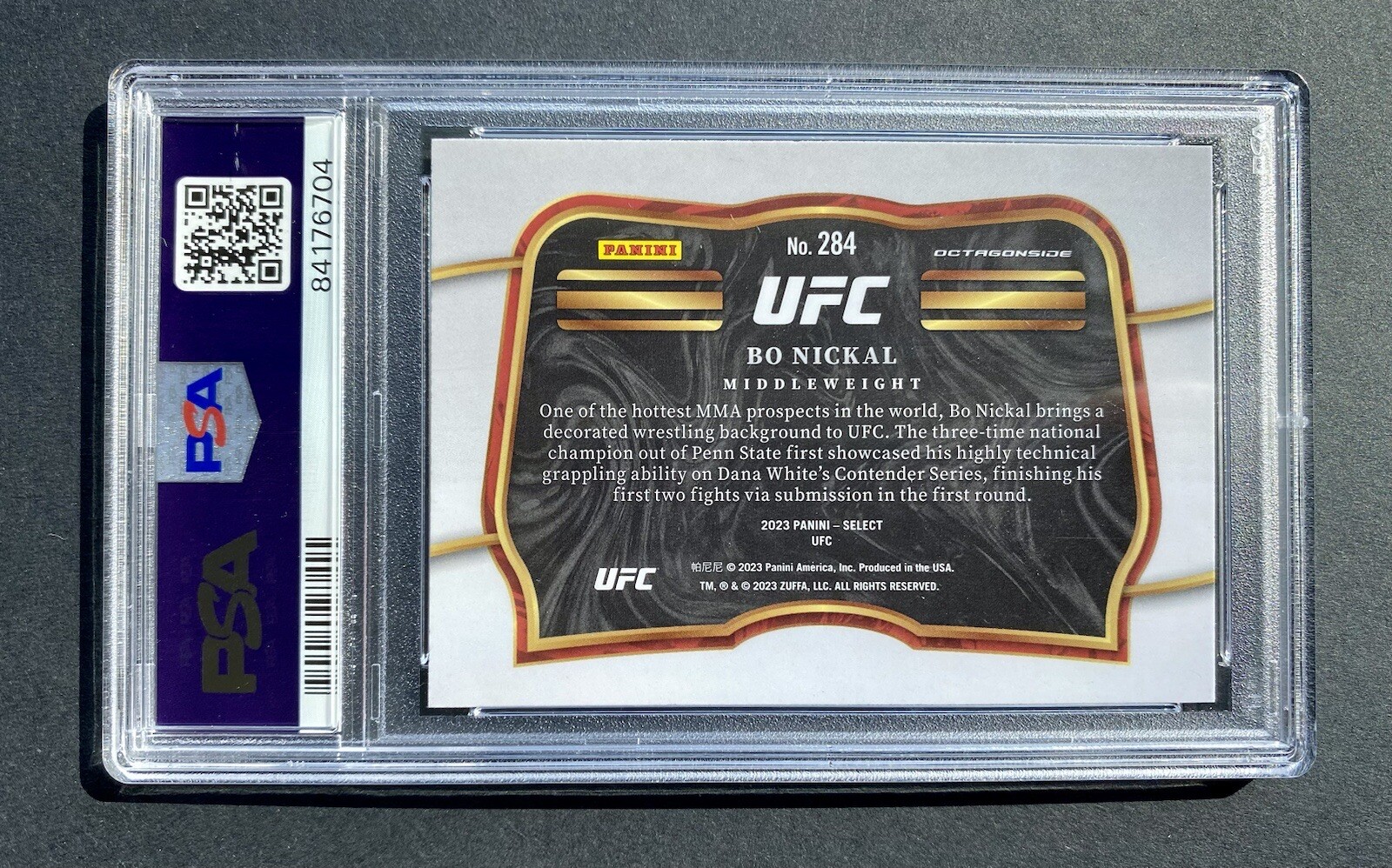 Bo Nickal Rookie Octagonside 2023 Select RED WHITE BLUE UFC PSA9 POP3-No higher! view 8