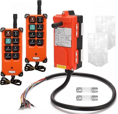 Wireless Crane Remote Control, 2X 8-Button Transmitter + 1x Receiver, 12V-72V