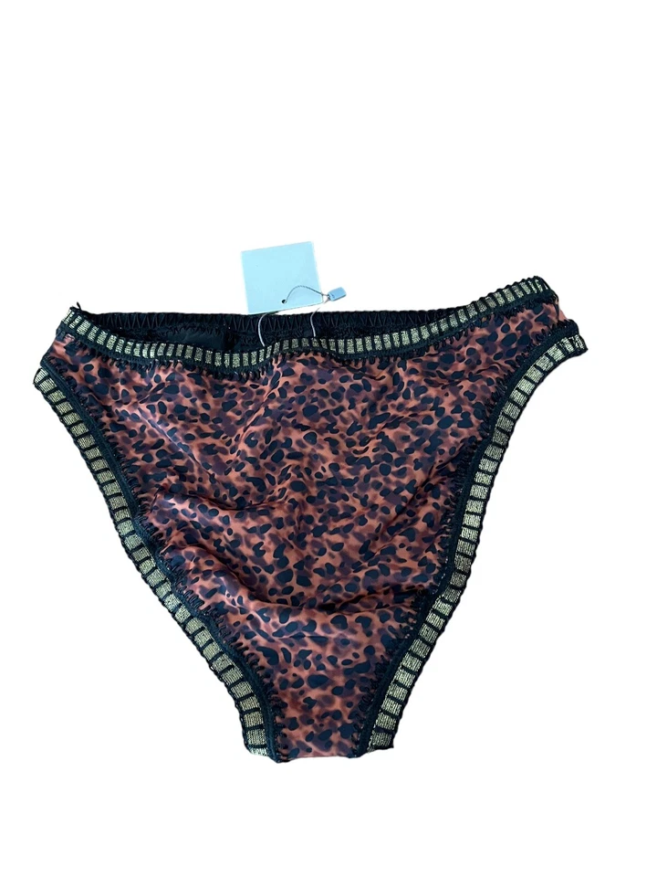 Platinum by Solange Ferrarini Size M Animal Print Gold Trim Bikini Bottom - New - Image 2 of 4