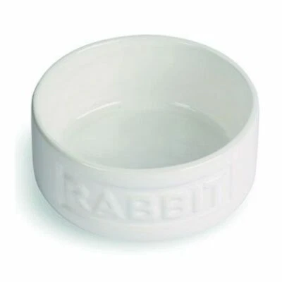 Happy Pet Rabbit Bowl 12.5cm/5? White Ceramic Small Animal Dish for Food & Water