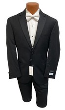 New Men's Black Calvin Klein Tuxedo with Flat Front Pants Two Button 36L 30W