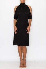 Open Shoulder and Back Dress - Black
