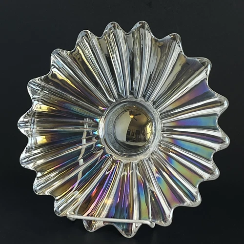 Vintage Federal Moonglow Rainbow Iridescent Carnival Glass Plate dish 9 Inch