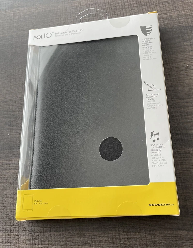 Nueva Funda PortFolio de Cuero Negra para iPad mini Tablet Estuche en Caja Sellada Foto 2 de 4