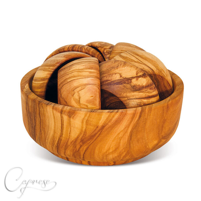 Juego De Cuencos De Madera De Olivo 14 CM Hecho A Mano En Italia Nuevo!