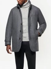 Norwegian Wool Stretch Down Filled Car Coat Charcoal