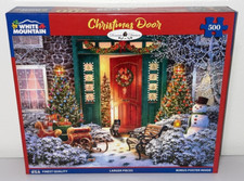 White Mountain Christmas Door Jigsaw Puzzle 500 Pc Larger Pieces 24 x 30 New