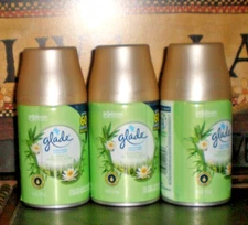 (3) Glade Automatic Spray Can Refills BAMBOO & WATERLILY BLISS fits Airwick