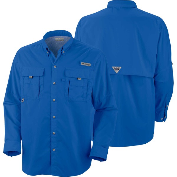 Chemise Columbia PFG Pêche – Homme Taille XL – Bleu, Manches Courtes, Brodée