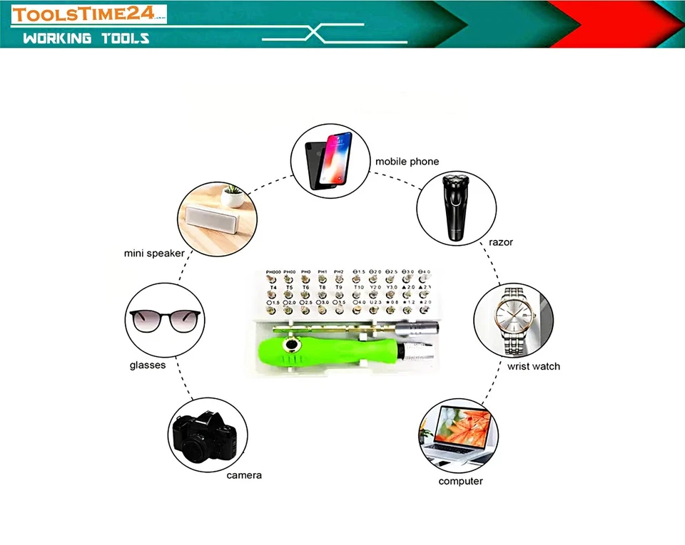 32-tlg. WERKZEUG-SET PRO ZUR SMARTPHONE REPARATUR SAMSUNG HANDY SCHRAUBENDREHER - Bild 4 von 4