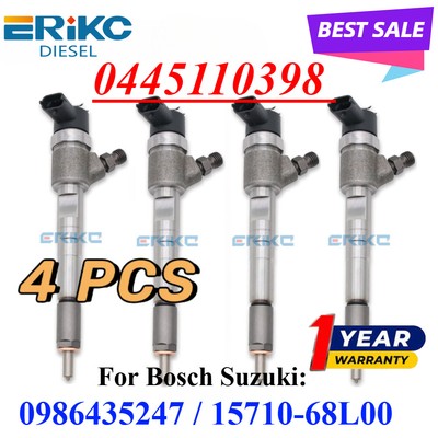 4X 0445110398 Common Rail Injector 0986435247 Sprayer For Suzuki 15710-68L00
