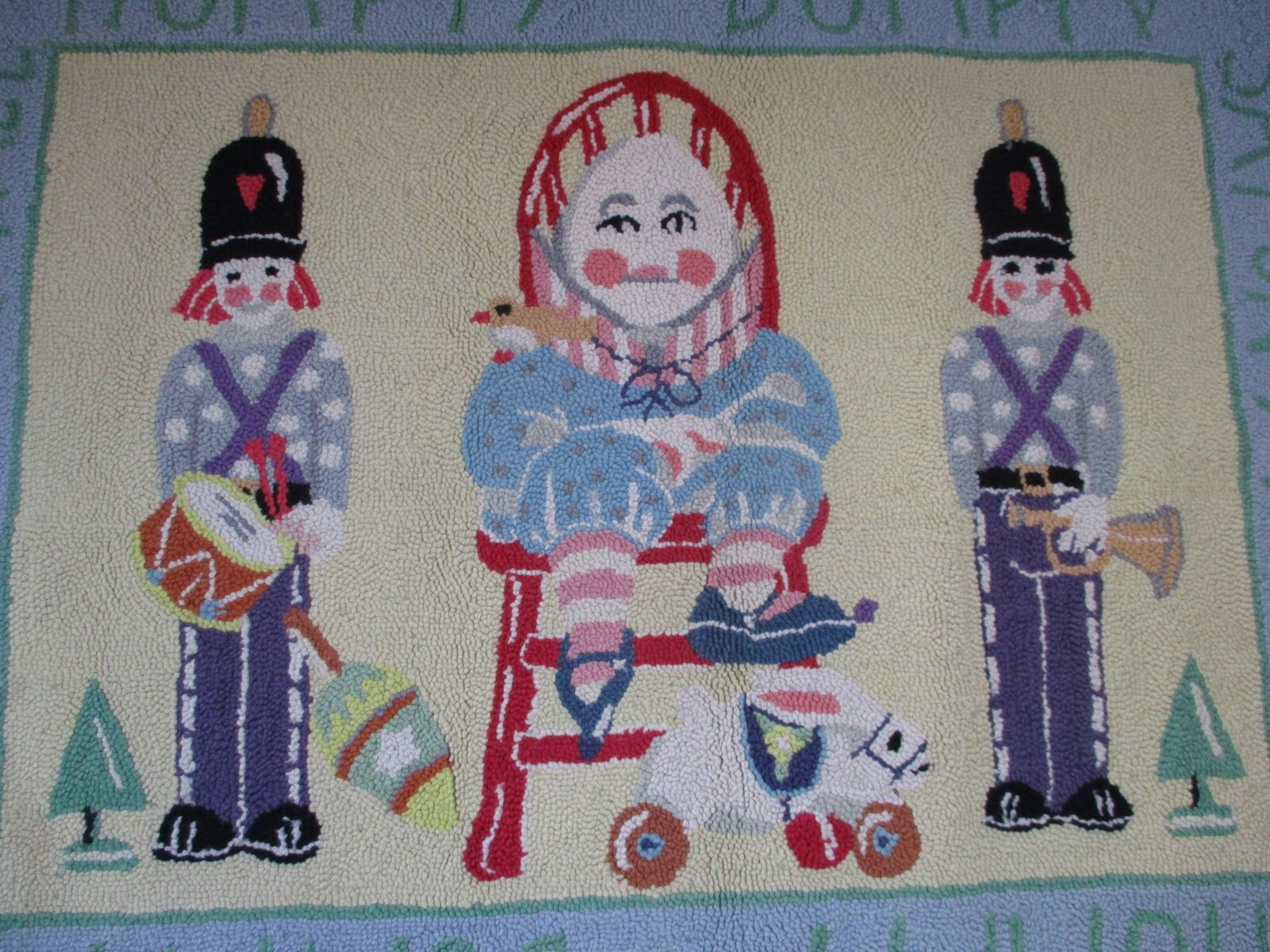 Vintage Humpty Dumpty Rug Carpet 100% Cotton Nursery Rhyme Toddler Children Kids