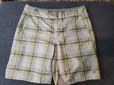Columbia Men's Size 38 Omni-Shade Swim Trunks Shorts Gray Green Plaid Pockets