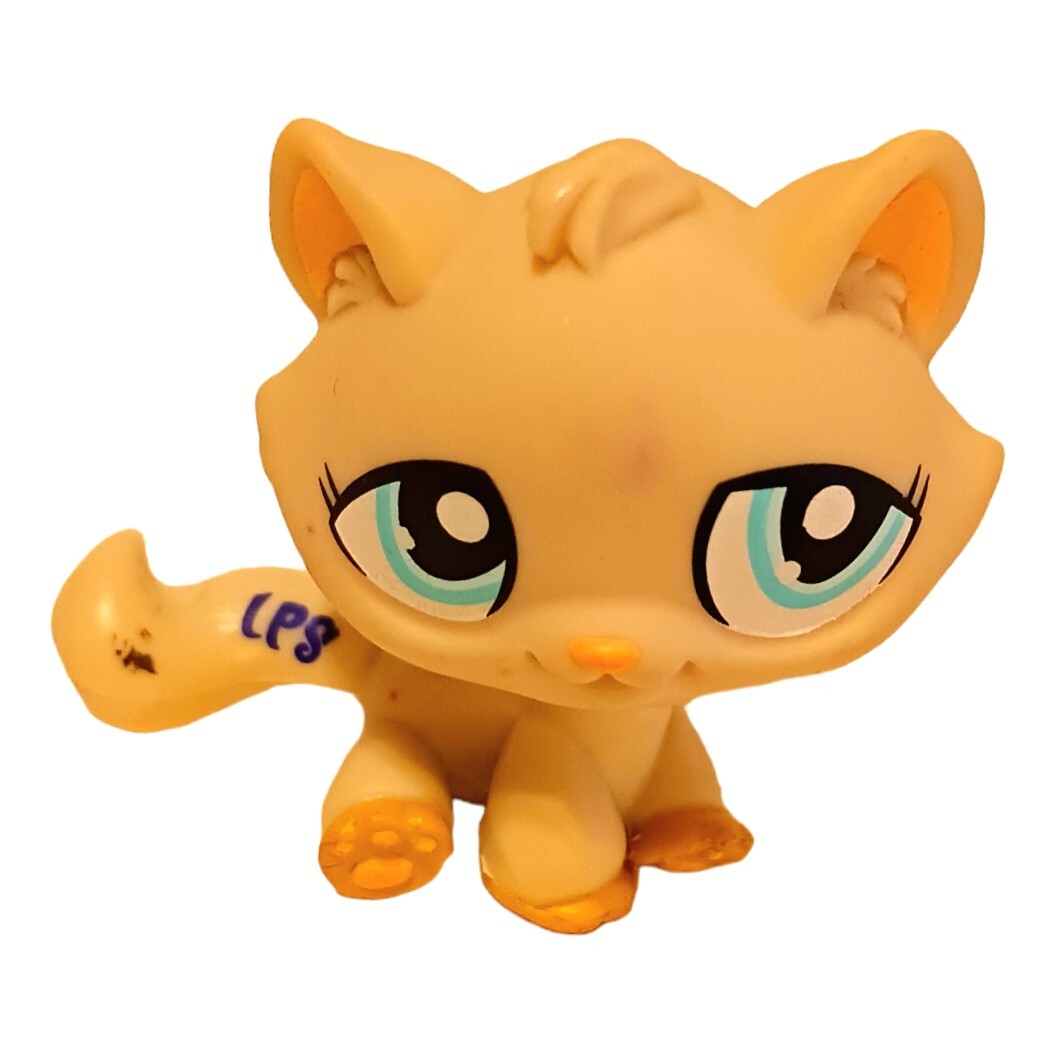 Littlest Pet Shop LPS Cat Tabby Kitten Lot Of 2 1363 Licking Paw 1364 Tan eBay