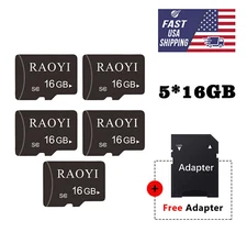 5pack 16GB Micro SD Card Memory Card TF Micro SDHC Card + An Adapter For Camera