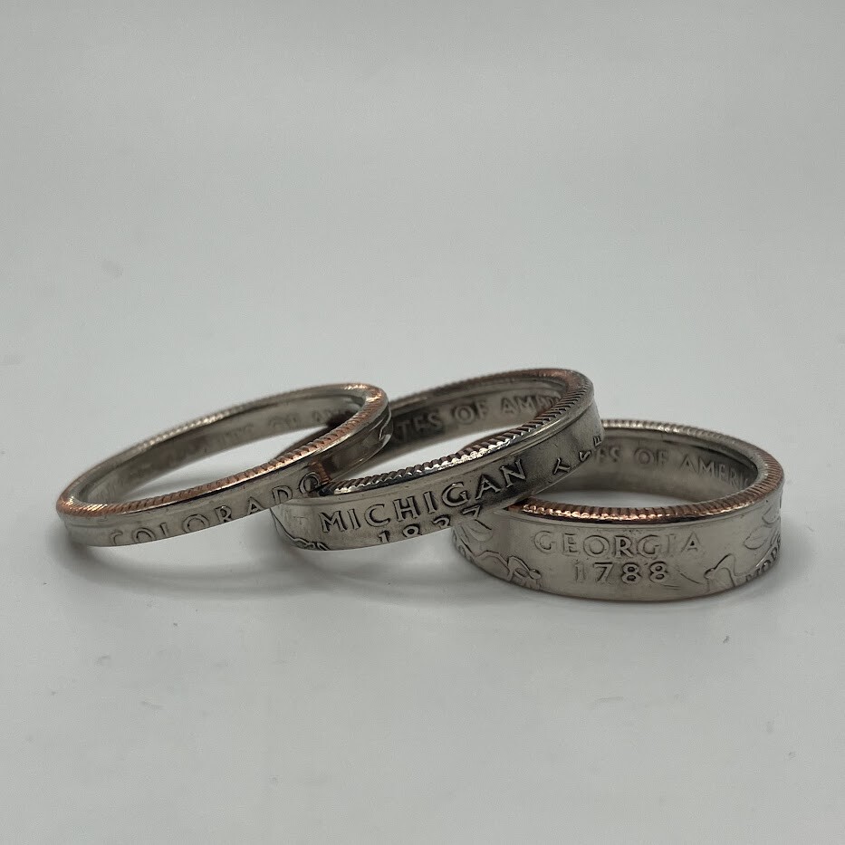 State Quarter Ring (Made with actual quarter) Handmade Band