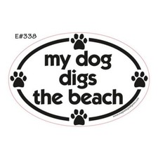 My Dog Digs The Beach Euro Dog Car Magnet