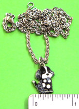 Cute BLACK AND WHITE PUPPY - necklace, charms GIFT BOXED