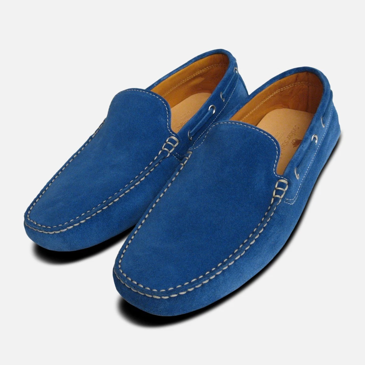 Blue Suede Driving Shoes for Men