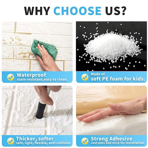 60PCS 3D Tile Brick Wall Sticker Self-adhesive Waterproof Foam Panel Wallpaper - Picture 14 of 19