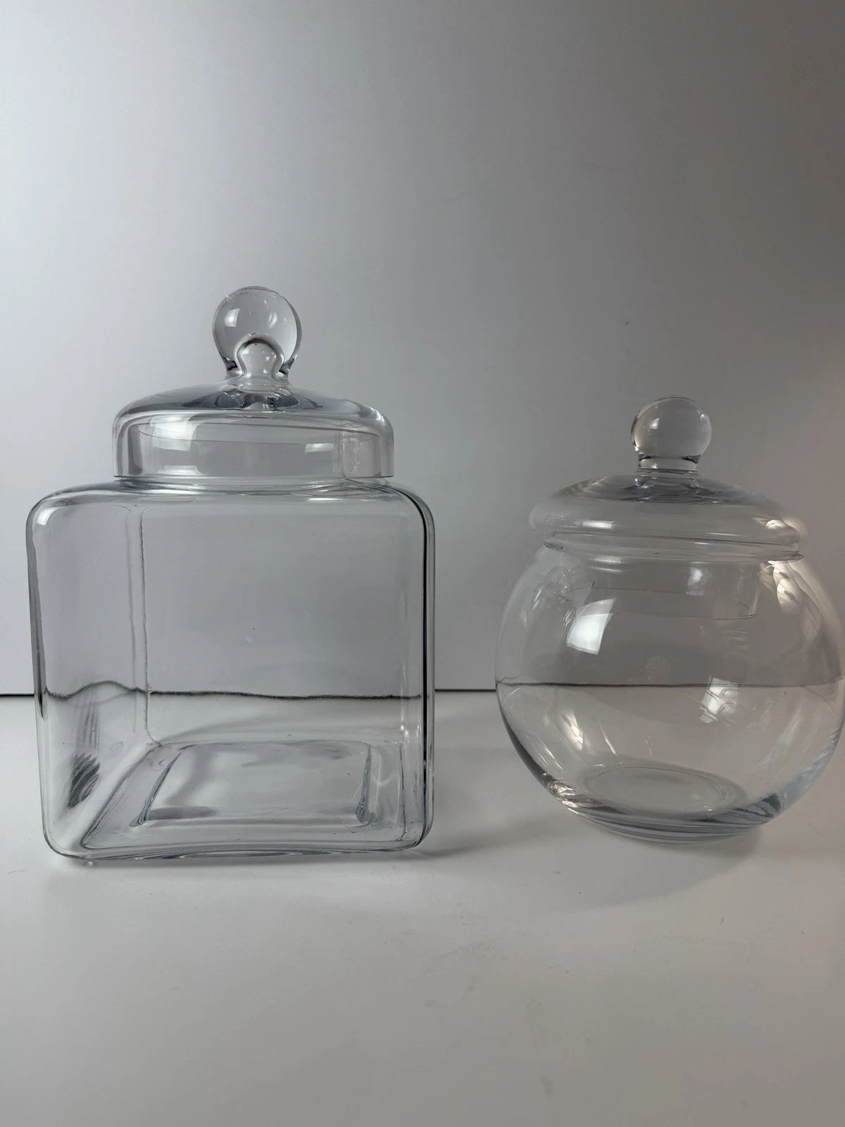 Clear Glass Apothecary Jars Set Of 2 Storage Containers
