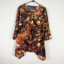 Attitudes By Renee Women's Printed Jacquard Diamond Open Back Tunic Size XL