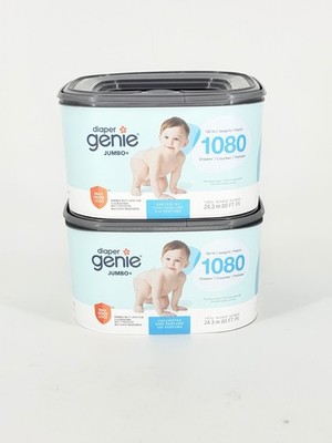 Diaper Genie Jumbo+ Refill Bags Lot of 2 Unscented 1080 Diapers Each