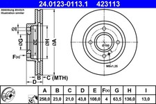 2x ATE Bremsscheibe 24.0123-0113.1 für FORD FIESTA CB1 CCN 6 Van KA 3 UK FK TK