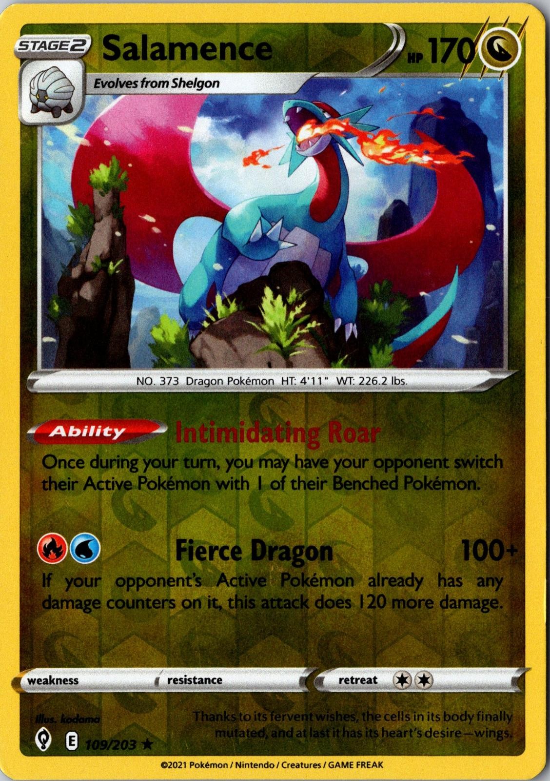 Salamence 109/203 Rare Evolving Skies Pokemon Reverse Holo NM