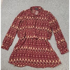 Double Zero Pleated Cape Mini Dress Women Large Burgundy Layering Boho Twee