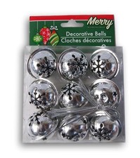 Christmas Silver Jingle Bells - 9 Count