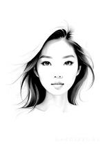 Minimalist Portraits Captivating Woman's Gaze Canvas Wall Art Picture