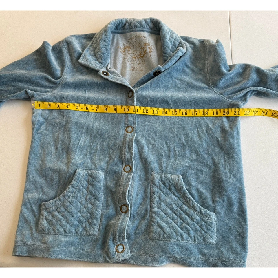 Chaqueta deportiva Oleg Cassini suéter jersey mujer grande azul acolchado de colección años 80 Y2K Foto 4 de 4