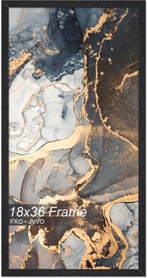 Engineered Wood 18x36 Frame, Black Picture Frame for 18 x 36 Inch Poster Puzz...