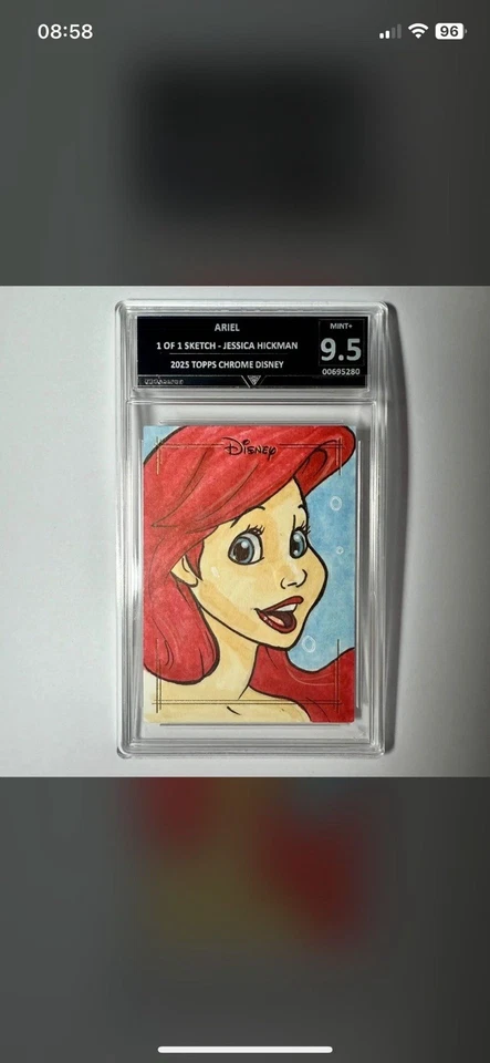2025 Topps Chrome Ariel Sketch 1/1 Autograph Card by Artist Jessica Hickman - Image 2 of 3