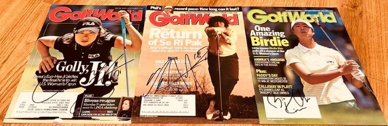 Se Ri Pak Birdie Kim & Eun-Hee Ji autographed signed 3 Golf World LPGA magazines
